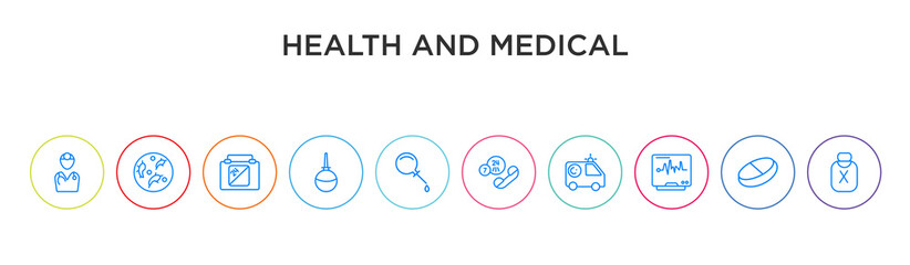 health and medical concept 10 outline colorful icons