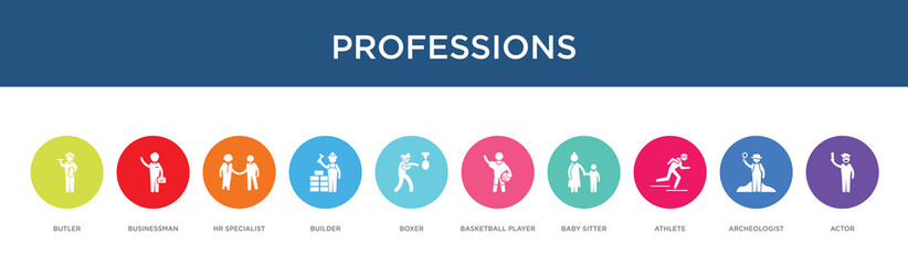 Fototapeta premium professions concept 10 colorful icons