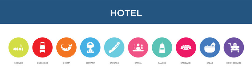 hotel concept 10 colorful icons