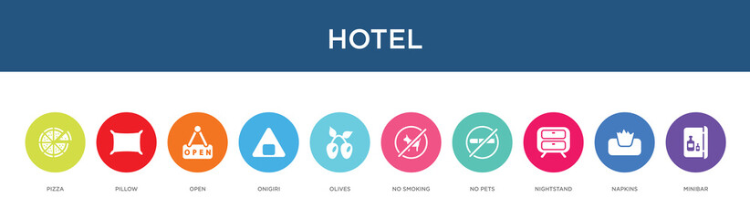 hotel concept 10 colorful icons