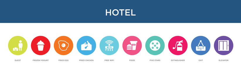 hotel concept 10 colorful icons