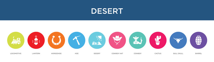 desert concept 10 colorful icons
