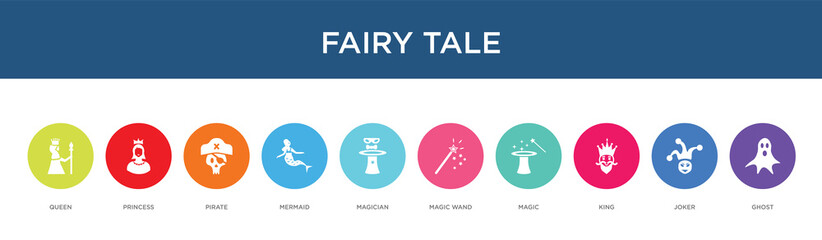 fairy tale concept 10 colorful icons