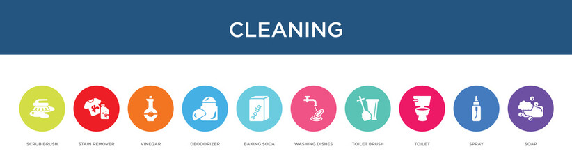 cleaning concept 10 colorful icons