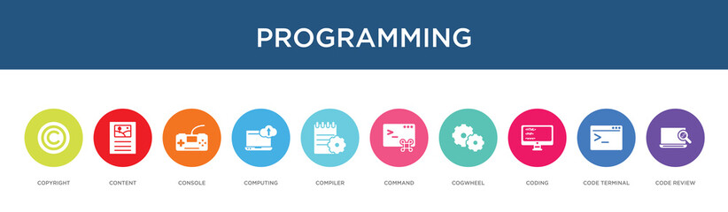 programming concept 10 colorful icons