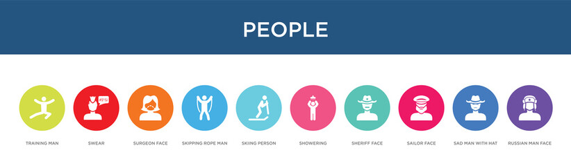 people concept 10 colorful icons