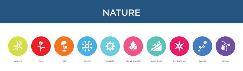 Fototapeta na wymiar nature concept 10 colorful icons