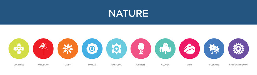 nature concept 10 colorful icons