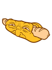 gesicht lustig comic cartoon hot dog bratwurst brötchen würstchen wurst lecker hunger grillen essen schürze grillmeister koch chef clipart fleisch liebe cool