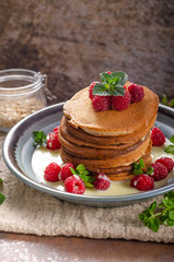 Pancakes with vanilla sauce