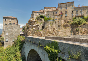 Medieval hilltop village Sartene in Corsica, France.