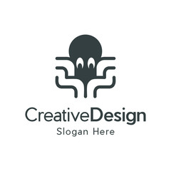 Octopus Logo, Simple Octopus Vector Logo Design, Isolated on white Background. Vector illustration, Abstract Line Octopus Logo Design
