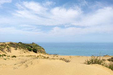 Amazing scenery by the sea in Lemnos island, Greece, with sand dunes
