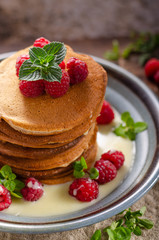 Pancakes with vanilla sauce