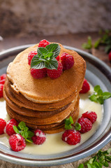 Pancakes with vanilla sauce