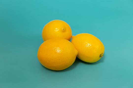 yellow lemons on a blue background