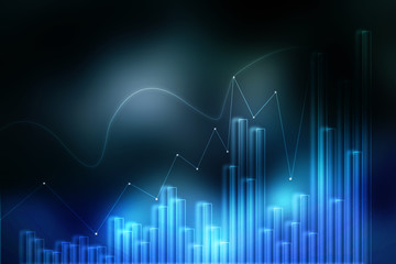 2d rendering Stock market online business concept. business Graph 