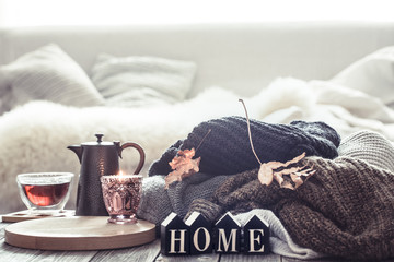 Still life autumn mood in the home atmosphere.