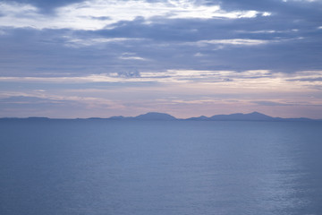 Obraz premium Sunset sea and mountain