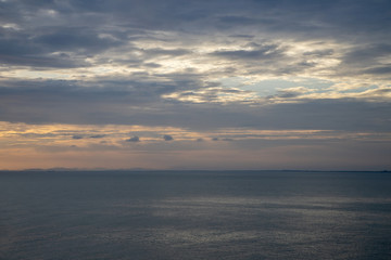 Fototapeta na wymiar Sunset sea and mountain