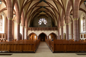 Innenansicht der  Kirche St.Bonifatius in Emmendingen im Breisgau