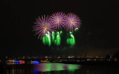 fireworks over the city Habourfestivale Dueisburg