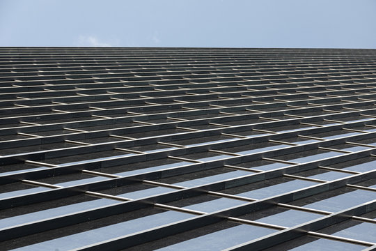 Angular shot of glass building wall panels