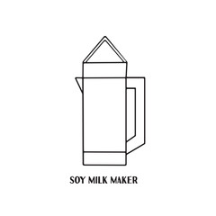 Soya milk maker icon. Kitchen device for milk, fresh drinks, smoothies or yogurt preparing from soya dry and wet beans.