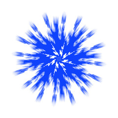 Abstract stylized decorative blue snowflake on white background