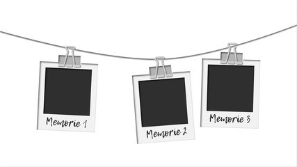 Flat paper cut design illustration of vintage polaroid photo shots