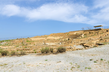 The ruins of the ancient theater in  Hephaestia, Lemnos island, Greece