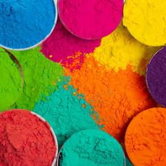 Colorful powder paints for Indian Holi festival