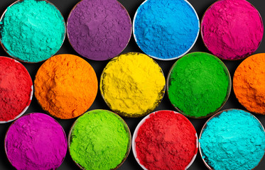Colorful powder paints for Indian Holi festival.