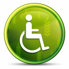 Wheelchair handicap icon spring bright natural green round button illustration