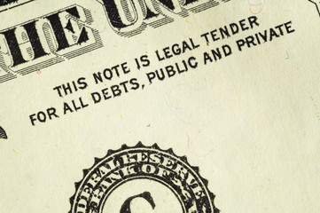 One dollar bill close up. detail of an american dollar