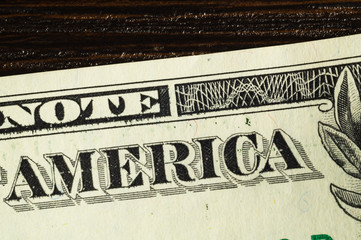 One dollar bill close up. detail of an american dollar