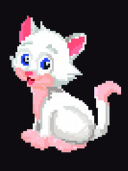 Obraz premium Pixel art cute cat detailed illustration isolated vector