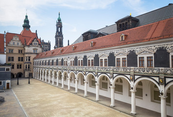 Courtyard of the Procesion Del Principe building in Dresden, Germany