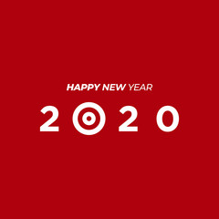 New Year 2020 New Target on Orange Background