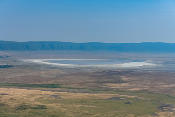 Tanzania, view of the Ngorongoro crater, beautiful landscape with different animals living together