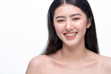 Beautiful Pretty Young asian Woman with Clean Fresh bare Skin concept Asian Girl beauty face...
