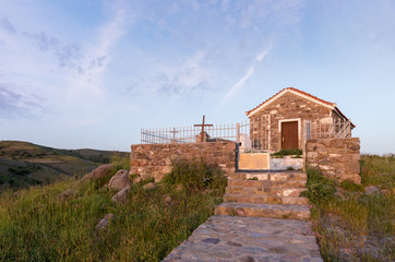 The pretty little church of Saint Minas in Agios Efstratios island, Greece