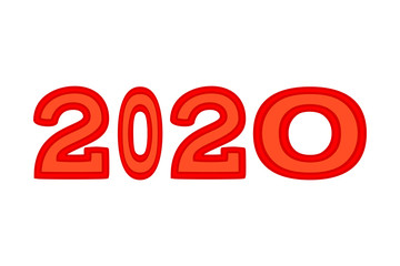 Cartoon red 2020 different width characters