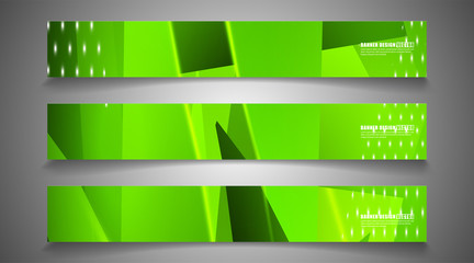 Obraz premium set the triangle background light header banner. Abstract composition of 3D triangles. Modern geometric green backgrounds isolated black
