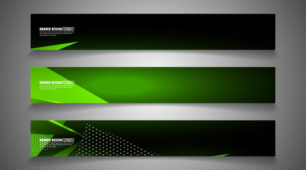 Fototapeta premium set the triangle background light header banner. Abstract composition of 3D triangles. Modern geometric green backgrounds isolated black