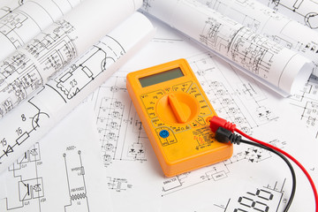 electrical engineering drawings and digital multimeter
