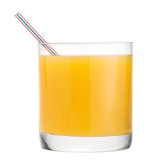 Orange juice glass, Citrus fruit drink white background clipping path