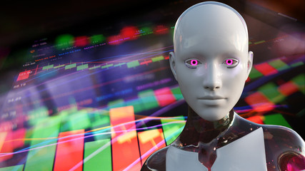 Artificial Intelligence Algorithm Trading Stock Market 3D Illustration