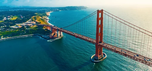 Papier Peint photo Pont du Golden Gate Vue aérienne du Golden Gate Bridge à San Francisco, CA