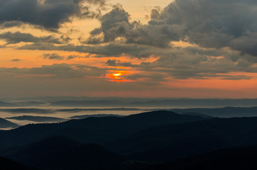 Wschód słońca Bieszczady
